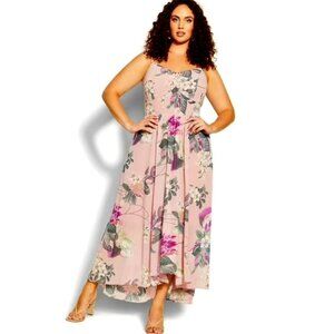 NWT City Chic Mila Maxi Dress Pink Heartwine Floral Size 16 NEVER WORN!!!